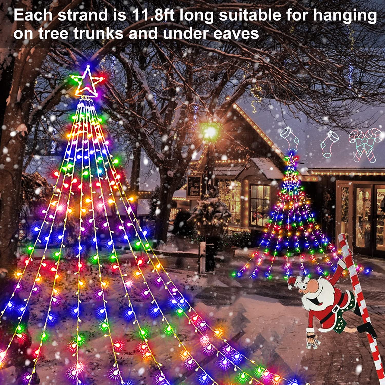 Outdoor Christmas Decorations Waterfall Lights 344 LED 8 Modes Tree Light  Gift, Wire Waterproof Patio Light Decor for Home Xmas Tree Wedding Yard  Porch Holiday Decoration Colorful - Walmart.com, image size:1500x1500