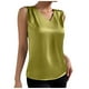 thumbnail image 1 of Top sin mangas de satén con cuello en V para mujer, para el verano, blusa informal transpirable de poliéster de color liso, 1 of 6