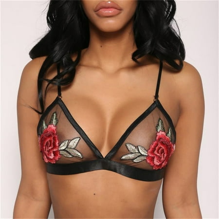 

Sexy Lingerie Lace Embroidery Bra Underwear Wireless Sleepwear Rose Please buy one or two sizes up