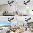 thumbnail image 4 of Smart Ceiling Fans with Alexa/App Remote Control, 60 inch Black Wood Ceiling Fans with Lights, Outdoor Fans for Patios Indoor Dining Room 3 Blades, Quiet Reversible DC Motor, 4 of 11