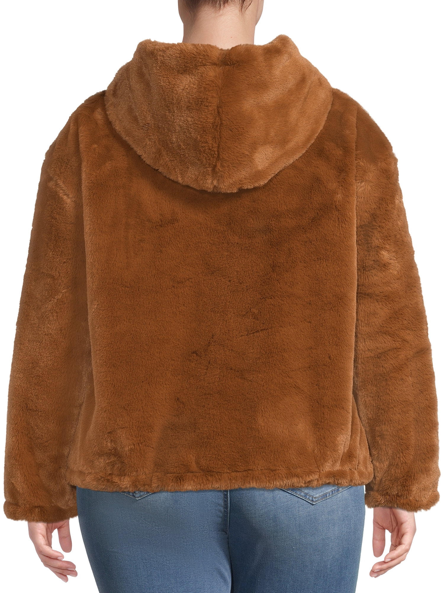 Lucky Brand Women's Plus Size Faux Fur Hooded Jacket - Walmart