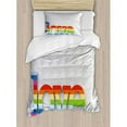 thumbnail image 3 of Pride Duvet Cover Set Queen Size, Rainbow Colored Love Sign on Wooden Backdrop LGBT Homosexuality Community Culture, Decorative 3 Piece Bedding Set with 2 Pillow Shams, Multicolor, by Ambesonne, 3 of 3