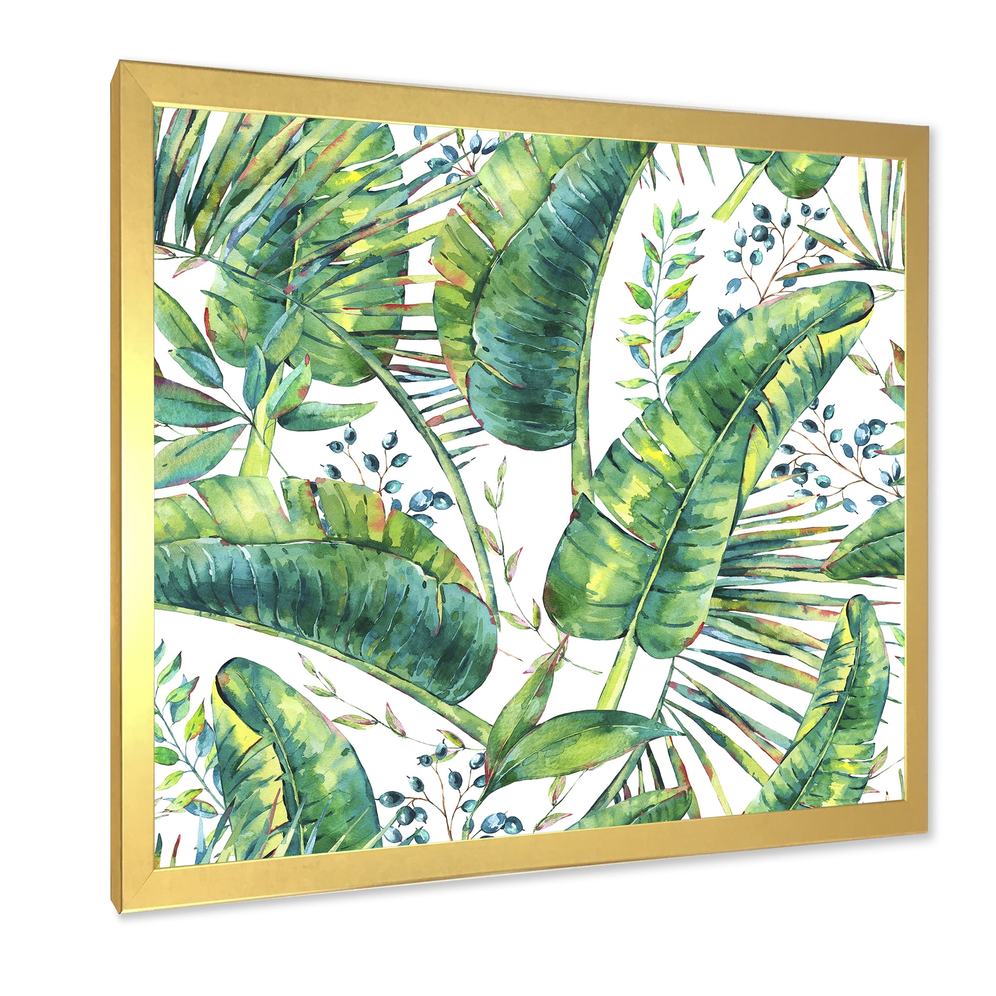 Designart 'Ancient Pattern Of Banana Leaves' Lake House Framed Art Print