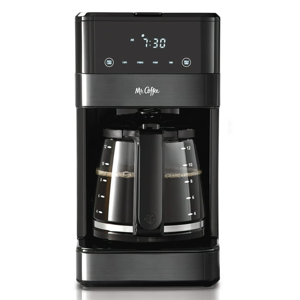 Mr. Coffee 12 Cup Programmable Coffee Maker, LED Touch Display, Black