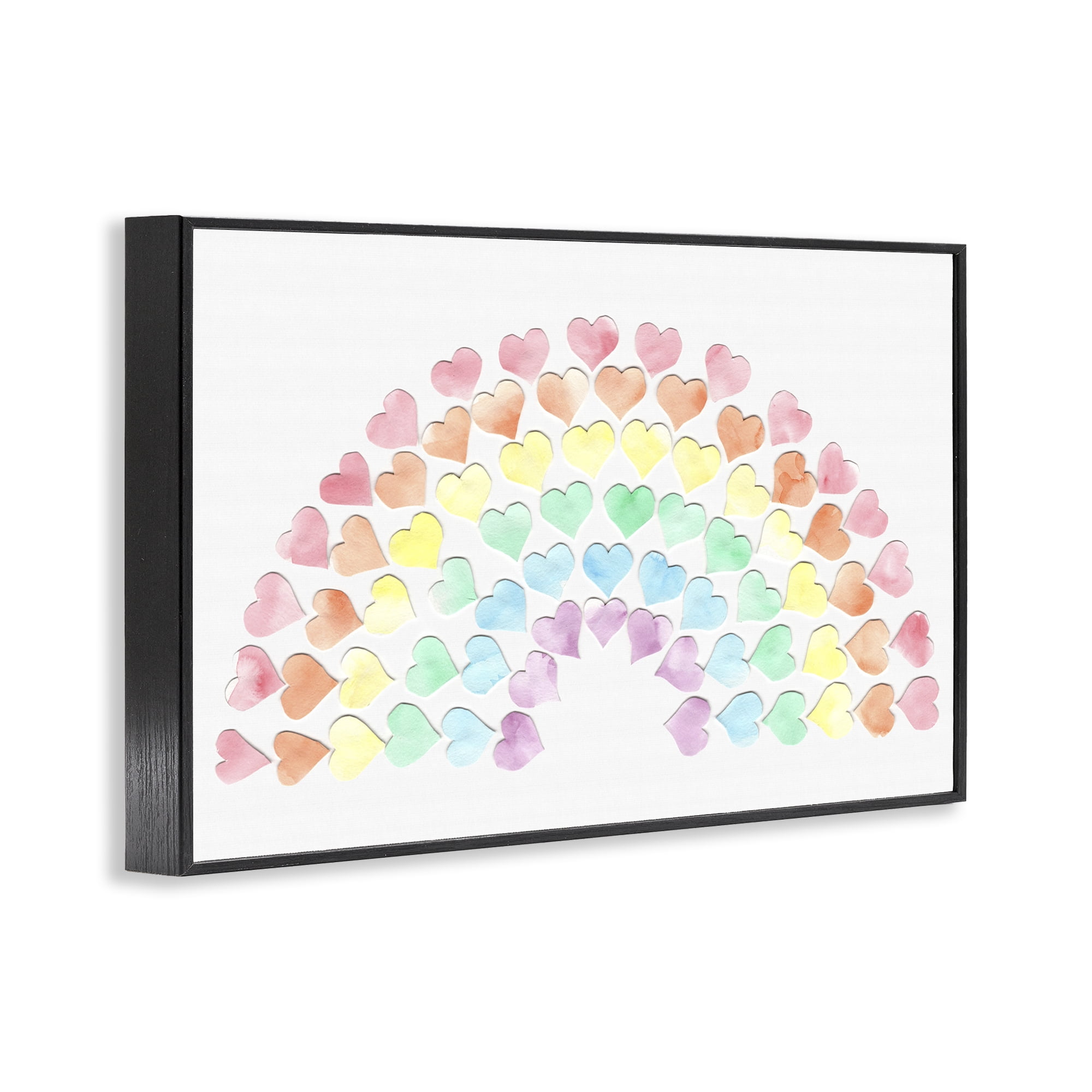 Stupell Industries Rainbow of Hearts Landscape Painting Black Framed Art Print Wall Art, 30 x 20