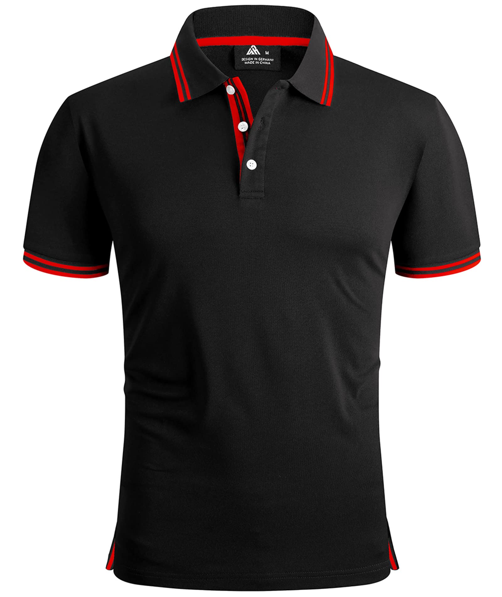 SCODI Mens Polo Shirt Short Sleeve Sports Golf Shirts Athletic Tennis T- Shirt 110-Blackred XL