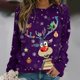thumbnail image 1 of Pntutb Camisas para mujer Blusa regular estampada con cuello redondo y manga larga con estampado navideño Pntutb Pntutb-1112, 1 of 5