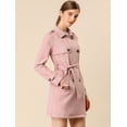 thumbnail image 4 of Día de San Patricio Chaqueta De Gabardina De Gamuza Sintética Con Doble Botonadura Y Solapa Con Muesca Para Mujer Con Cinturón Blazer De Solapa Pico Con Solapa De Tormenta Rosa XS, 4 of 6
