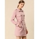 thumbnail image 4 of Día de San Patricio Chaqueta De Gabardina De Gamuza Sintética Con Doble Botonadura Y Solapa Con Muesca Para Mujer Con Cinturón Blazer De Solapa Pico Con Solapa De Tormenta Rosa XS, 4 of 6