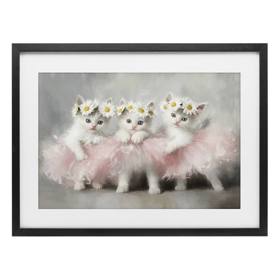 Stupell Industries Bohemian Dancing Kittens in Tutus Black Framed Print Under Glass, 20 x 14, by Tina LeCour