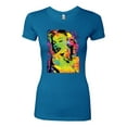 thumbnail image 2 of Colorful Woman Marilyn Monroe Pop Culture Womens Slim Fit Junior Tee, Turquoise, X-Large, 2 of 3