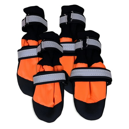 TELOLY 4Pcs Dog Shoes Soft Texture Dog Boots Trail Fit Dog Rain Boots Orange XL