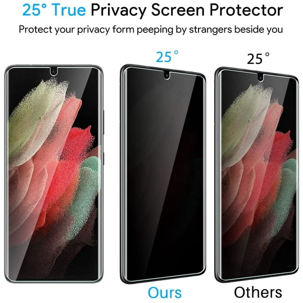 Lot de 2 + 2] Tauri Compatible avec Samsung Galaxy S21 Ultra 5G 6,8 Lot de  2 films de protection d'écran en TPU flexible + 2 packs de protection  d'objectif d'appareil photo