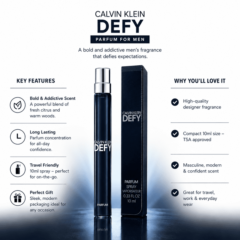 Calvin Klein Defy Perfume for Men Travel Spray 0.33 fl oz