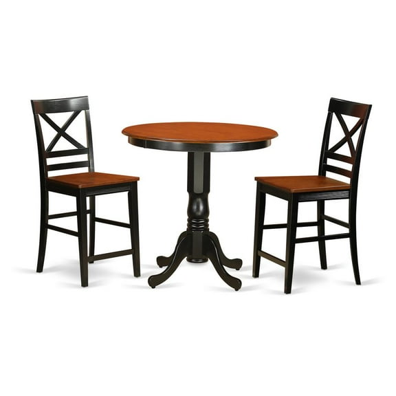 East West Furniture Jackson 3-piece Dining Set with Bar Stools in Black/Cherry