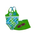 thumbnail image 2 of Zero Xposur Girls Green Flower Print Swimming Swim Suit & Skirt Set Size 4, 2 of 2