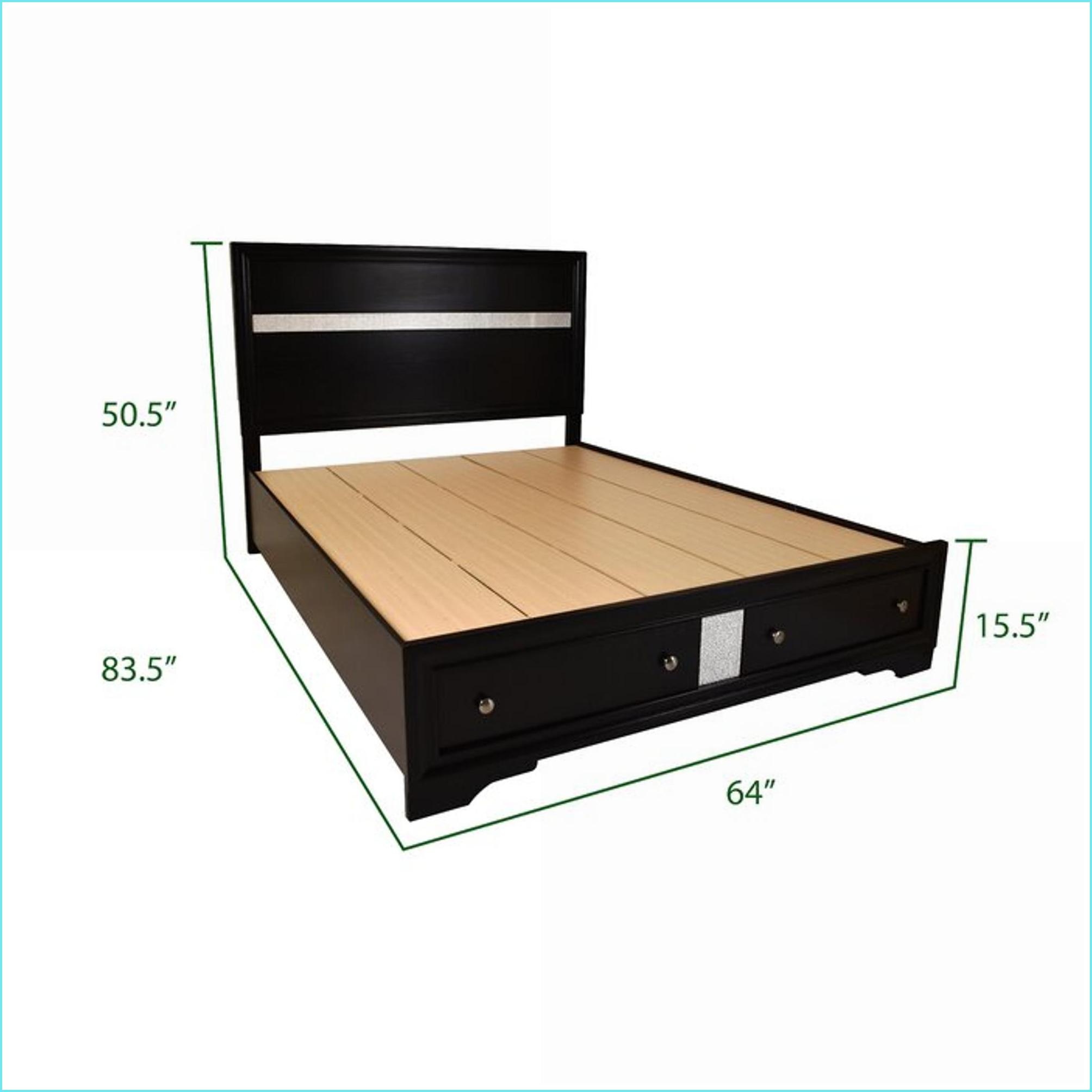 Bedroom Set for Master/Guest Room, Traditional Queen 4 PC Storage in Black Engineered Wood | Black | Wood