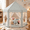 Grey‑Green+ 5M 40‑LED Star String Lights, variant on Wilwolfer Princess Castle Kids Indoor Play Tent, Pink Hexagon Fabric Playhouse with Star Lights, Large with Carrying Bag