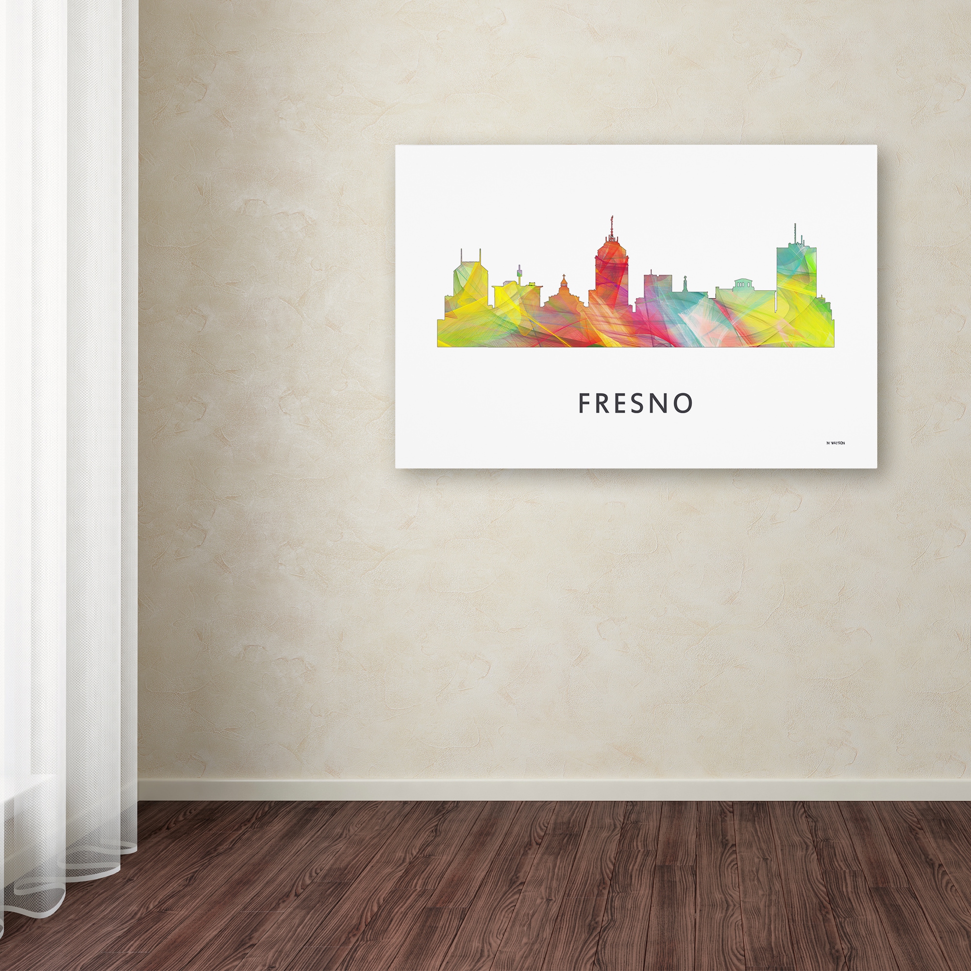 Trademark Fine Art 'Fresno California Skyline WB-1' Canvas Art by Marlene Watson
