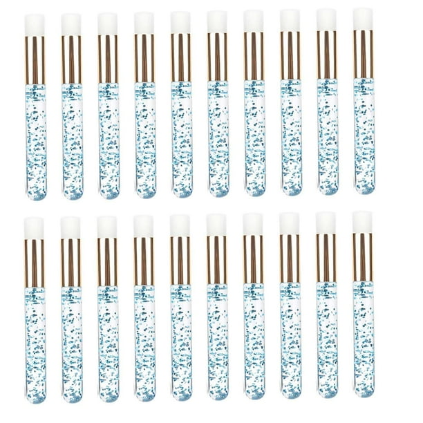 Vogacara 20 Pieces Lash Shampoo Brushes Cosmetic Off Remover Peel Lash Tool Pinceles de maquillaje y herramientas oro azul
