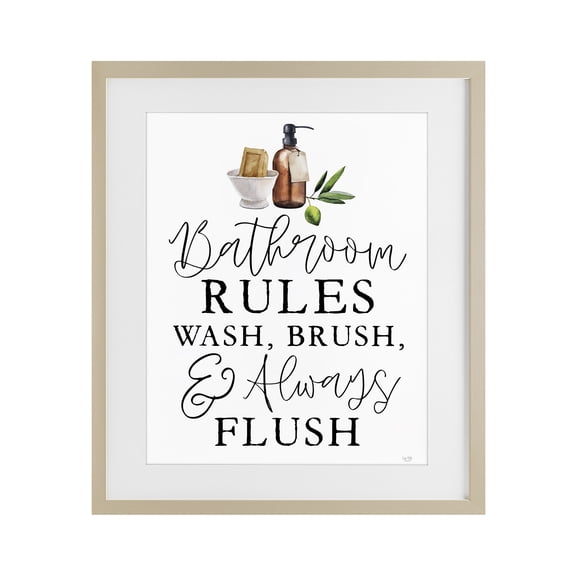 Stupell Industries Rustic Lodge Wash Brush & Always Flush Birch Framed Print Under Glass, 13 x 16, by Lux Me Designs