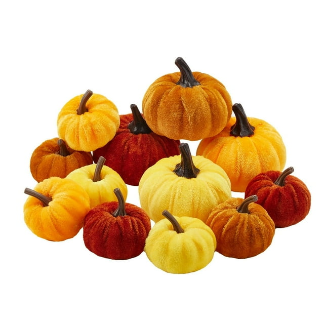 Halloween Artificial Pumpkins Fake Velvet Pumpkins Table Centerpiece