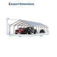thumbnail image 5 of Metal Carport, Steel Carport 20x40x12 ft Heavy Duty Enclosed Outdoor Shelter - Vertical Roof, All-Weather Protection for Pickup Trucks Boats Tractors Vehicles, 5 of 6