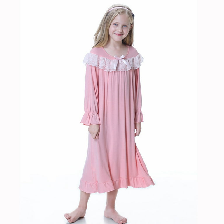 HuaAngel Girl s Nightgown Long Sleeve Princess Pajama Dress Soft