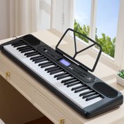 Mustar Portable 61 Key Electronic Lighted Up Piano Keyboards USB MIDI (Black)