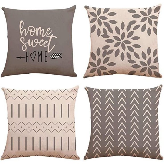 Home Imitation Hemp Pillow Case Modern Simple Sofa Pillow Case Car Waist Cushion Pillow Case Four-piece Set