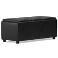 thumbnail image 4 of Avalon 42 inch Wide Contemporary Storage Ottoman in Distressed Black Vegan Leather, 4 of 13