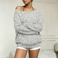 thumbnail image 4 of 2026 Leopard Sweatshirt for Womens Off The Shoulder Oversized Tops, L, 4 of 5