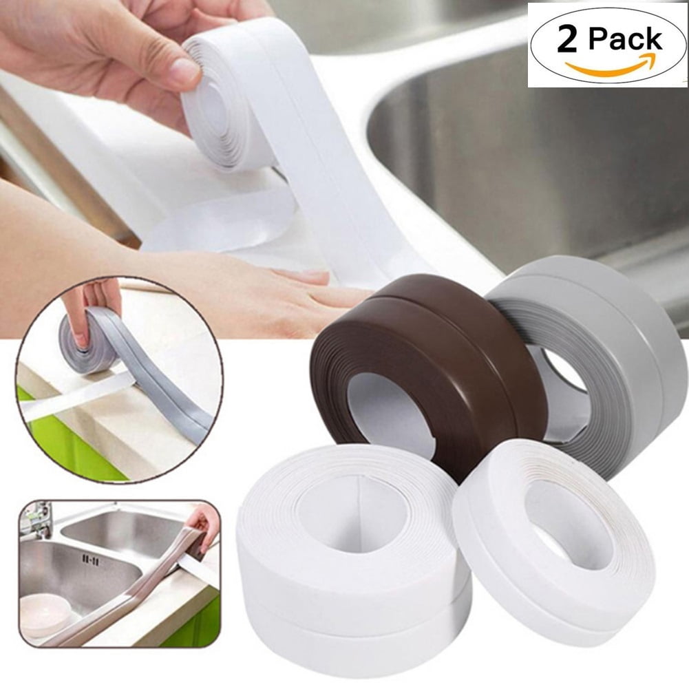 2 Rolls PE SelfAdhesive Caulk Strips,SelfAdhesive Bathroom Wall Edge