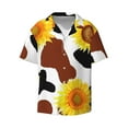 thumbnail image 3 of Goofa Cow Print Sunflower Printed Men's Casual Short-sleeved Shirt,Lightweight Breathable Button-down,Summer Casual men's top,Versatile Fashion shirt-X-Large, 3 of 7