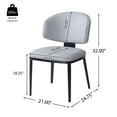 thumbnail image 3 of Lennox Modern PU Upholstered Dining Chairs with Crescent Backrests and Metal Legs, Grey, Set of 2, 3 of 8