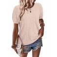 thumbnail image 2 of WIHOLL Short Sleeve Sweater for Women Round Neck Knit Work Tops Beach Fashion Vacation Clothes Summer Outfits 2026 Beige Tops, 2 of 8