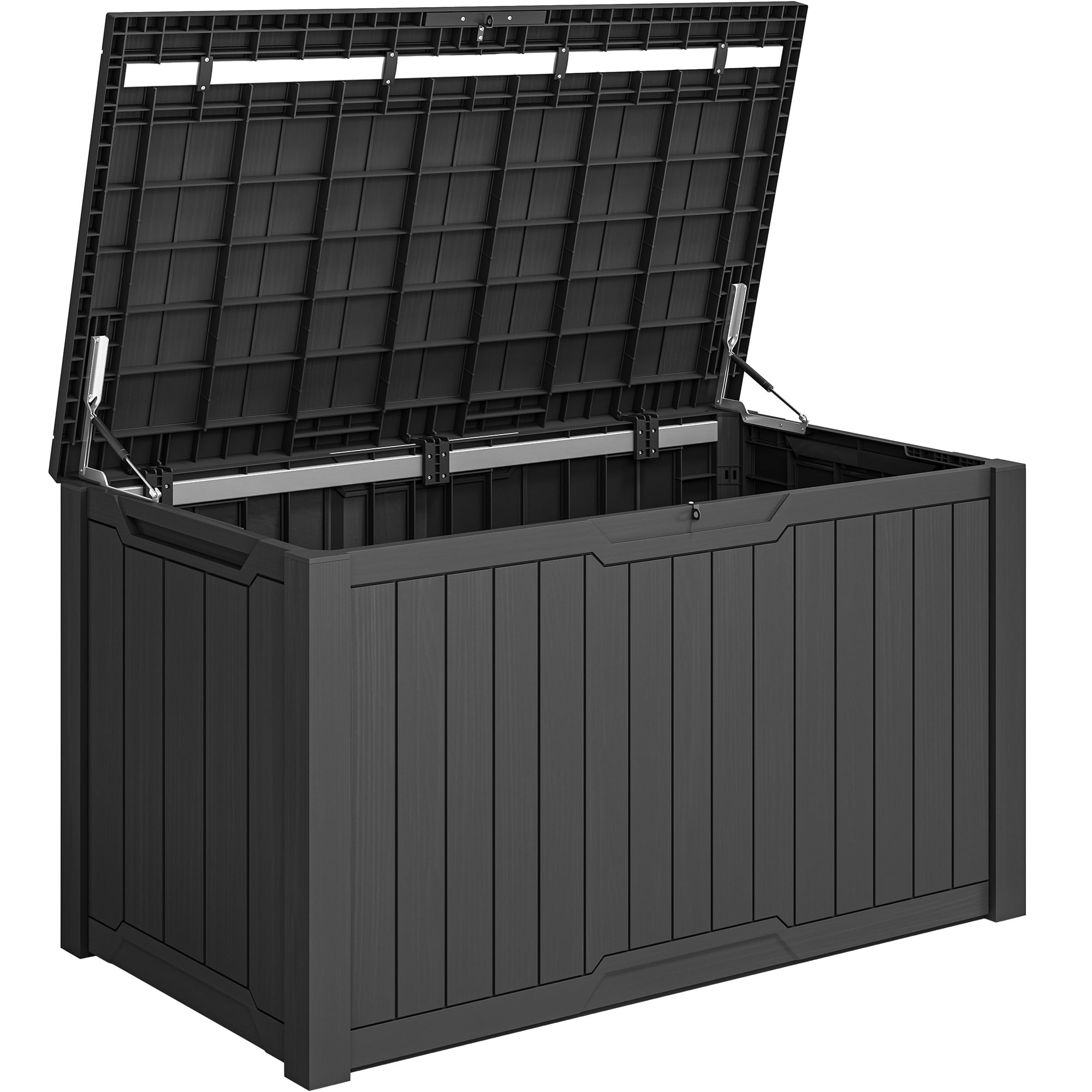 Uforic 240 Gallon XXL Lockable Resin Outdoor Deck Box, Weather Resistant Storage Container, Dark Gray