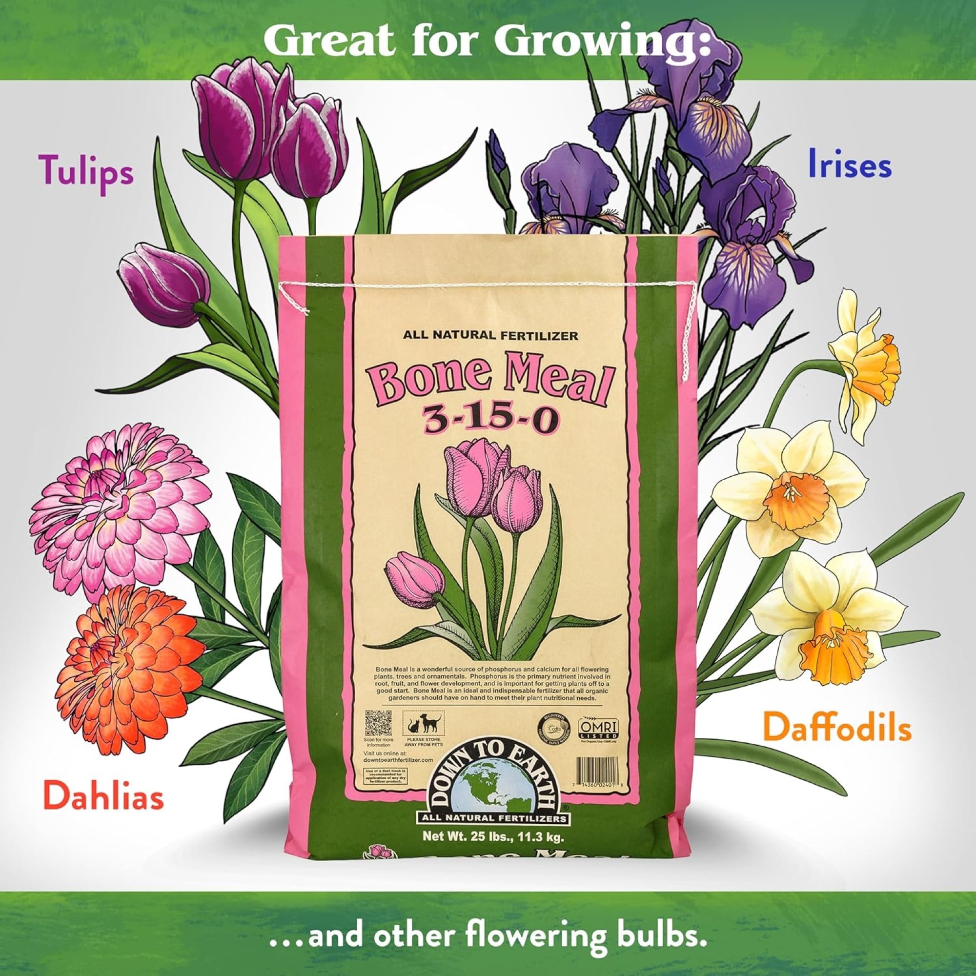 Down To Earth Bone Meal 3-15-0 Organic Plant Food, 40 lb Bag