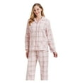 thumbnail image 3 of Amaxer Women's 100% Cotton Cozy Flannel Pajama Set - Long Sleeve Button-Up Top with Elastic Waist Pants, Warm & Soft Sleepwear, Flesh pink plaid, S, 3 of 6