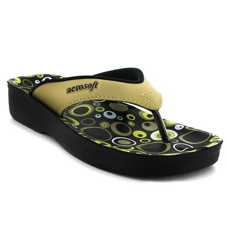 

Aerosoft Women s Bubbles Synthetic Leather Comfortable Thong Sandals