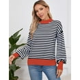 thumbnail image 3 of Sweaters for Women Crew Neck Loose Fit Long Sleeve Striped Knitted Pullover Sweaters Tops Color Block Winter Sweaters Alsol Lamesa, 3 of 6