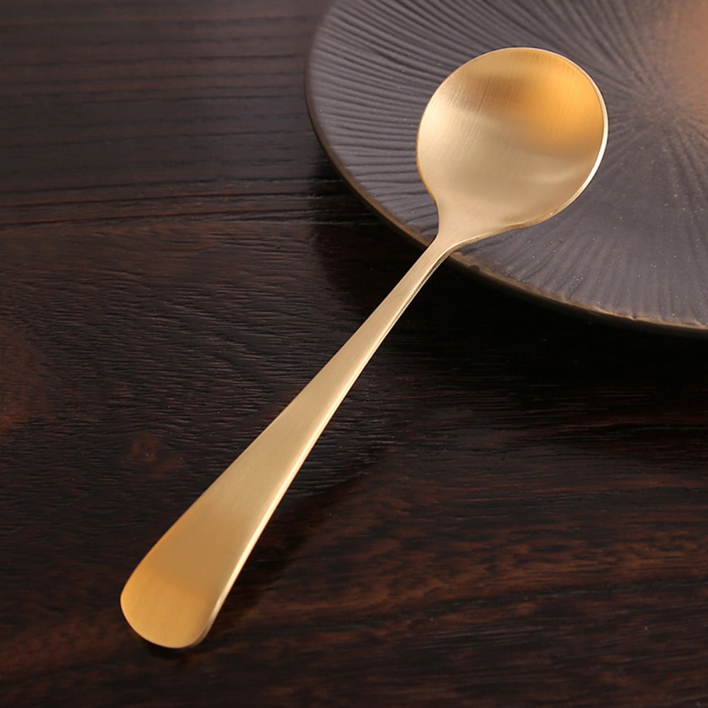 ULTNICE Metal Soup Spoons Brass Suitable for Soup and Rice Household Users Daily Use 2Pcs