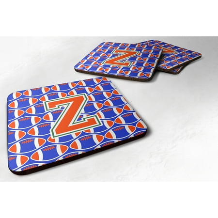 

Carolines Treasures CJ1083-ZFC Letter Z Football Green Blue and Orange Foam Coaster Set of 4 3 1/2 x 3 1/2 multicolor