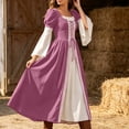 thumbnail image 5 of BRGZLK Medieval Renaissance Dress for Women 2026 Trendy Color Block Square Neck Lace Up Goth Costumes Dresses for Ren Fair Halloween Cosplay Pink 2XL, 5 of 9