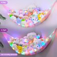 thumbnail image 5 of Neighborly Nook Stuffed Animals Net Hammock Kids Toy Storage with LED Light Plush Toy Organizer Corner Hanging Stuffed Animals Holder For Nursery Kids Girls Room Decor, 5 of 14