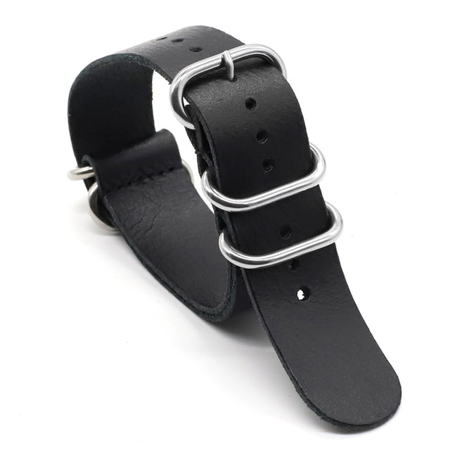 Correa de reloj de piel de vaca de cinco anillos, 18, 20, 22 y 24 mm, correa de reloj para hombre con grietas, correa de reloj de cuero genuino