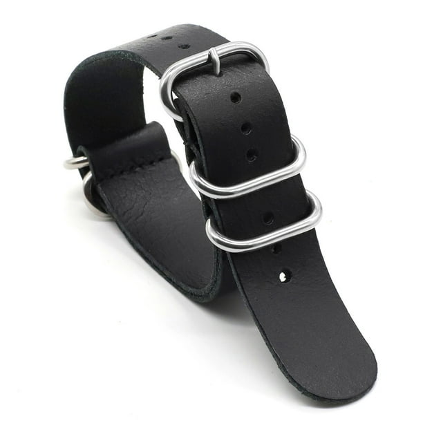 Correa de reloj de piel de vaca de cinco anillos, 18, 20, 22 y 24 mm, correa de reloj para hombre con grietas, correa de reloj de cuero genuino