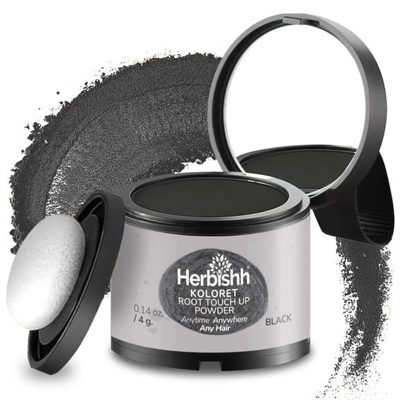 Koloret Root Touch Up Powder– Natural Black Powder for Women & Men, Instant Root Cover Up for Gray Coverage, Hairline Concealer for Thinning Hair & Bald Spots, Water-Resistant & Smudge-Proof, 4g