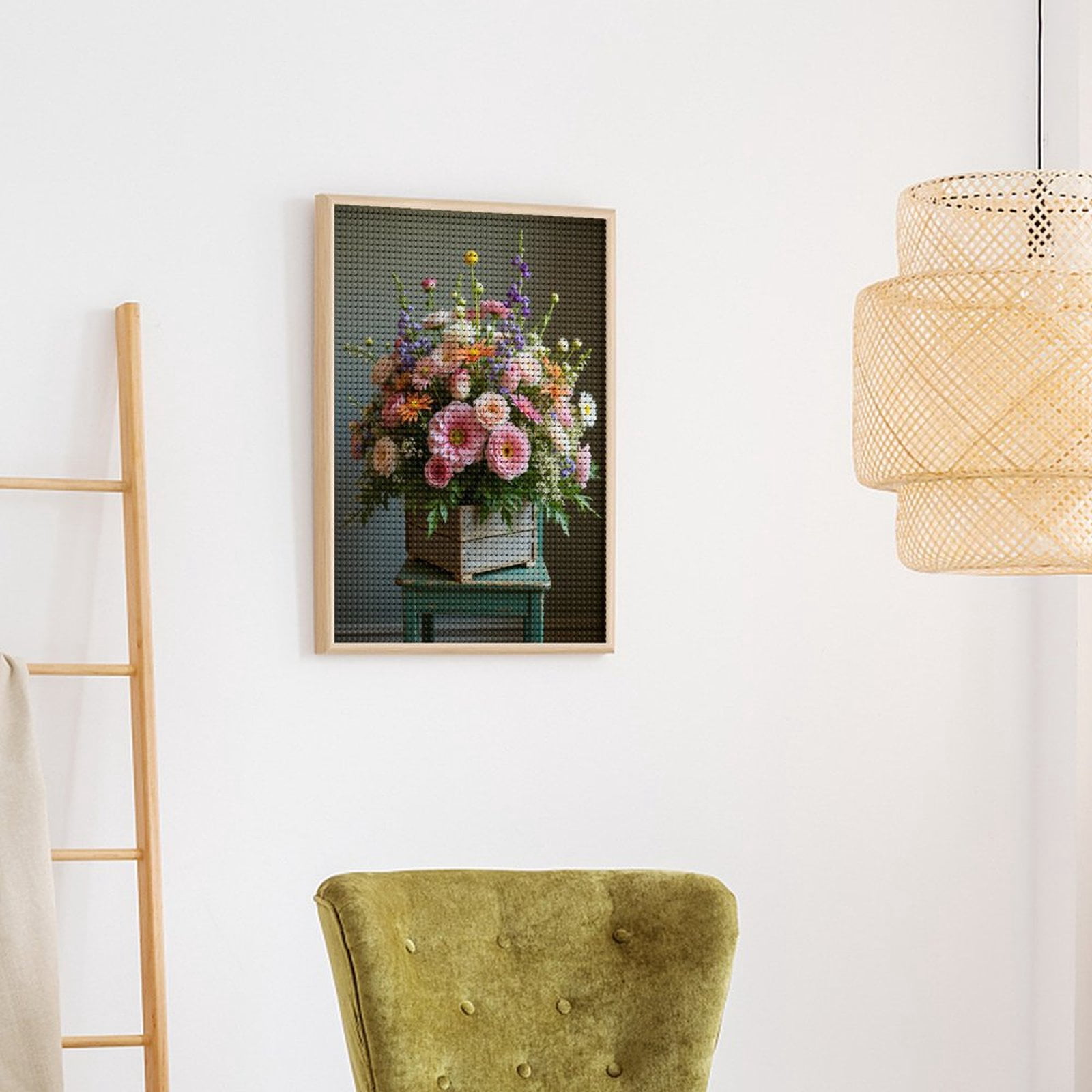 Diamond Art Kits for Adults - Blooming Floral Arrangement Display 5d Diamond Painting for Adults, Diamond Art for Adults Beginners, Frameless Diamond Painting Kits for Adults for Home Wall Decor