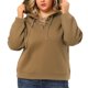 thumbnail image 1 of Sudaderas con capucde talgrande pamujer Sudaderas informales de manlarcon lazo en el puño fruncido marrón 3X, 1 of 7